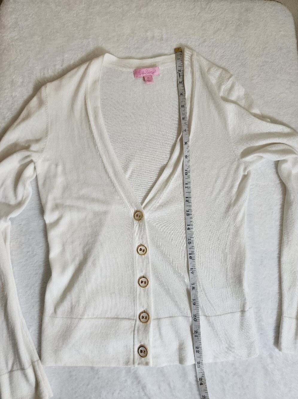 Lilly Pulitzer White Button Front V-Neck Cardigan Sweater Size Small - Picture 4 of 9